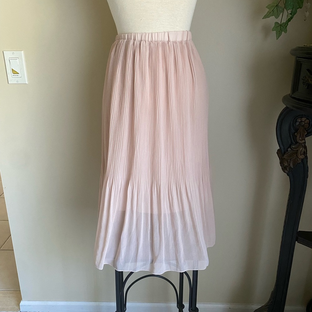 Pleated mauve Pink Midi Skirt large